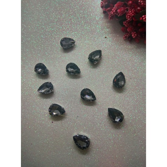 Стразы в цапах "Капля" цв. графитовый, цена за 1 шт